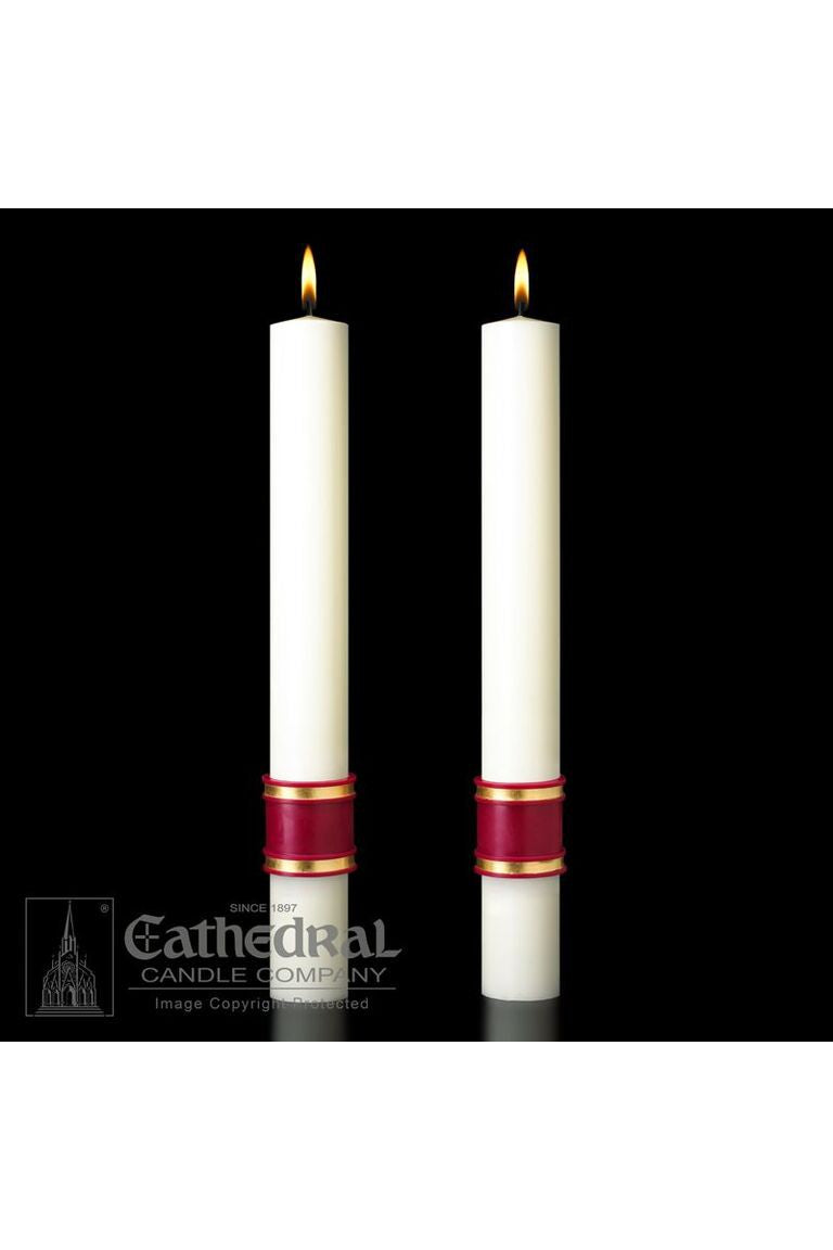 Complementing Side Altar Candles - Crux Trinitas-Church Life-Cathedral Candle-1-1/2" x 12" - GG80986825-Michigan Church Supply