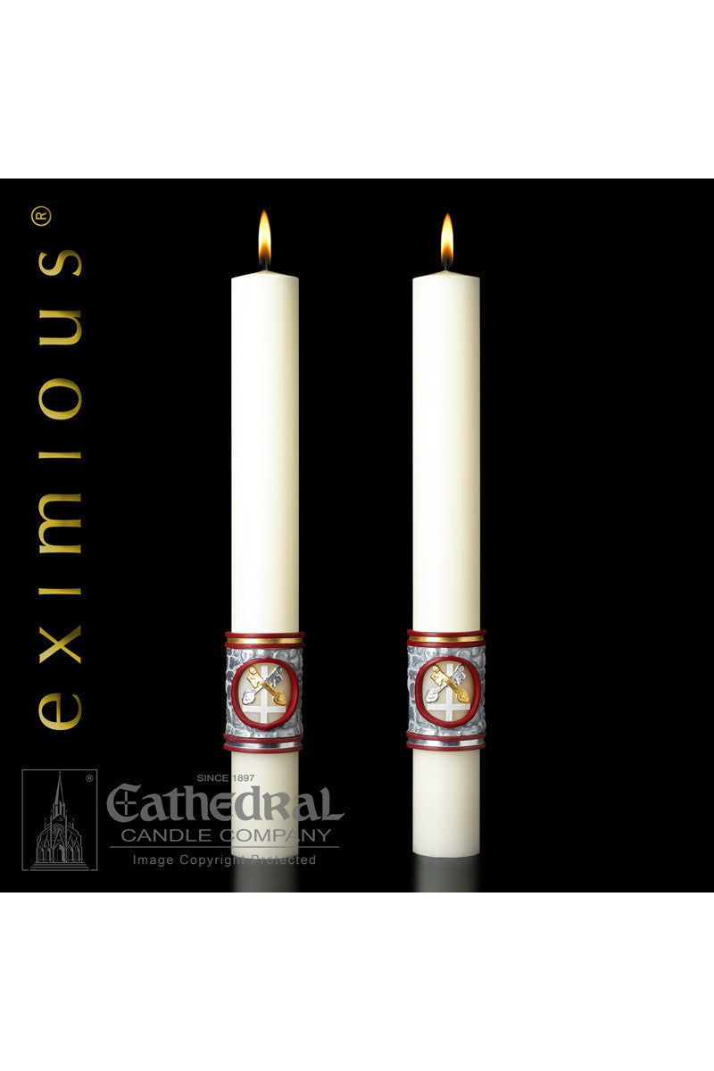 Complementing Side Altar Candles - Upon this Rock-Church Life-Cathedral Candle-1-1/2" x 17" - GG79986426-Michigan Church Supply