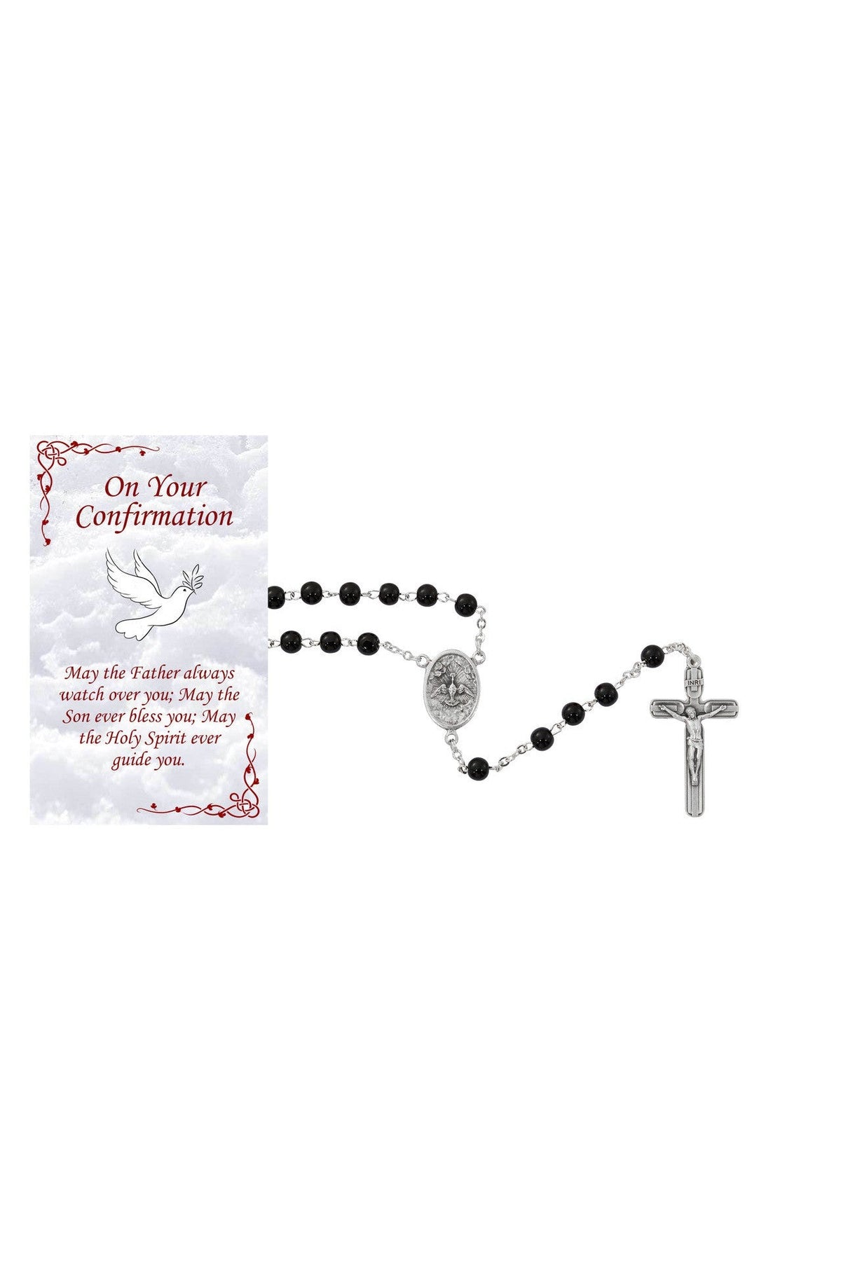 Confirmation Rosary - Black - UZP537RC-Inspirational Gifts-McVan-Michigan Church Supply