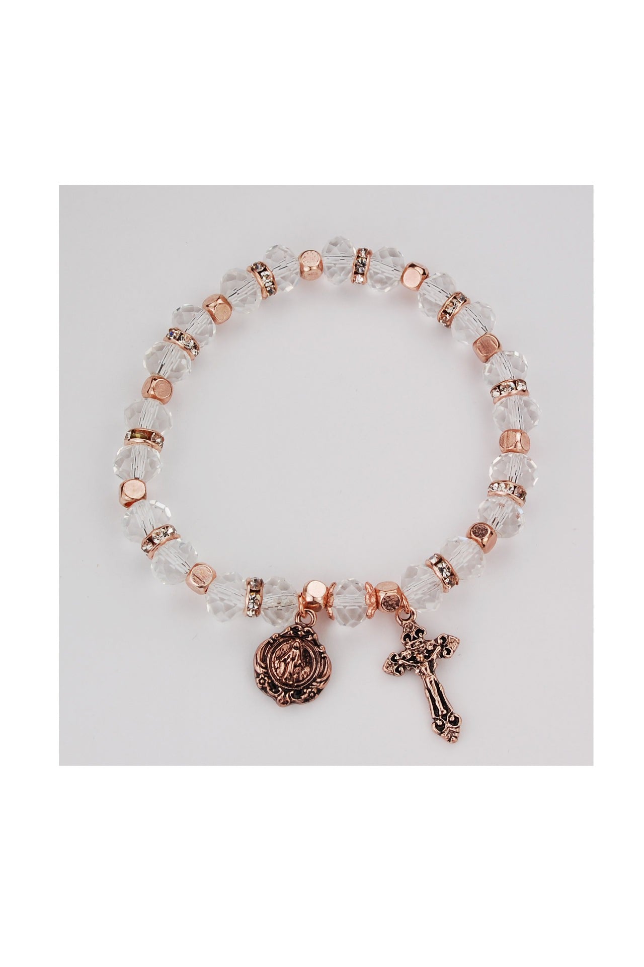 Copper and Crystal Rosary Bracelet UZBR892C-Jewelry-McVan-Michigan Church Supply