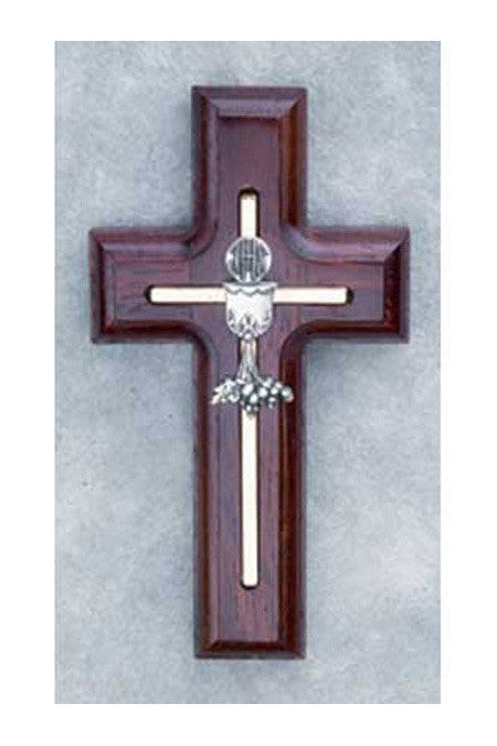 Cross with Chalice (White or Rosewood) - HX17396-Inspirational Gifts-Devon-Rosewood-Michigan Church Supply