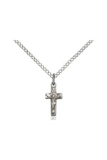 Crucifix Medal 13" chain - FN4134-Jewelry-Bliss Mfg-Sterling Silver-Michigan Church Supply