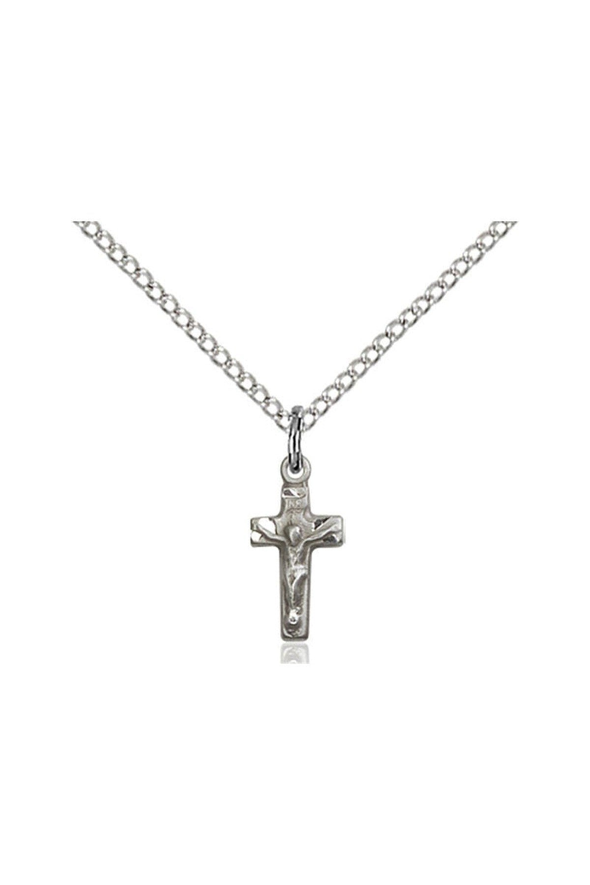 Crucifix Medal 13" chain - FN4134-Jewelry-Bliss Mfg-Sterling Silver-Michigan Church Supply