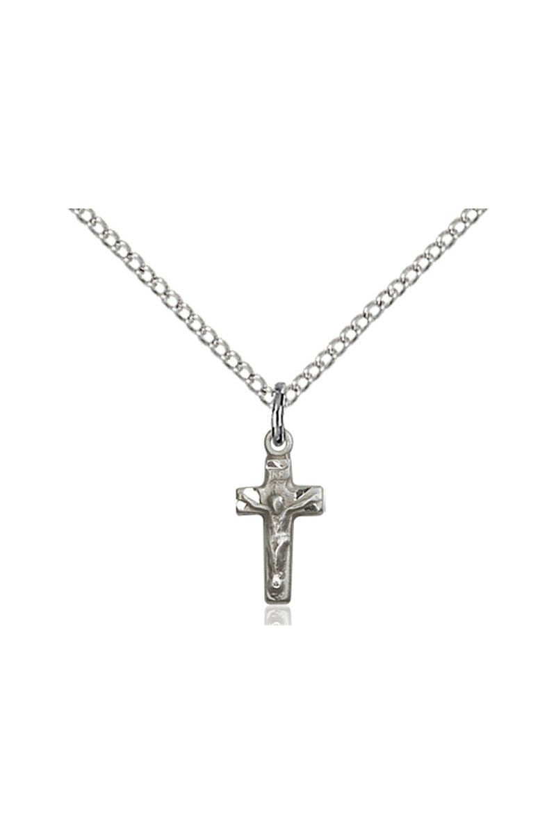 Crucifix Medal 18" chain - FN4134-Jewelry-Bliss Mfg-Sterling Silver-Michigan Church Supply