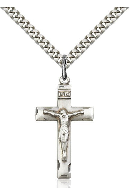 Crucifix Medal - FN0624-Jewelry-Bliss Mfg-Sterling Silver-Michigan Church Supply