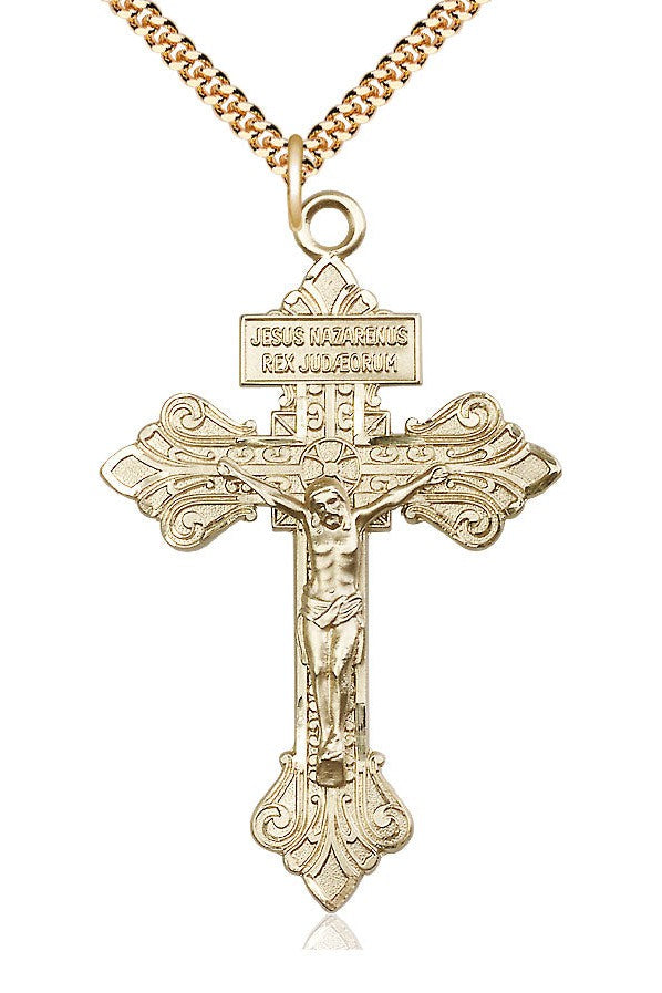 Crucifix Medal - FN0632-Jewelry-Bliss Mfg-Gold Filled-Michigan Church Supply