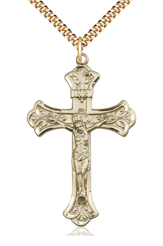 Crucifix Medal - FN0642-Jewelry-Bliss Mfg-Gold Filled-Michigan Church Supply