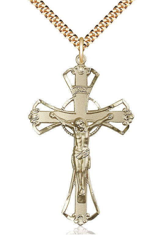 Crucifix Medal - FN0643-Jewelry-Bliss Mfg-Gold Filled-Michigan Church Supply