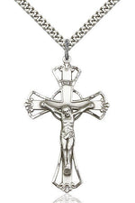 Crucifix Medal - FN0643-Jewelry-Bliss Mfg-Sterling Silver-Michigan Church Supply