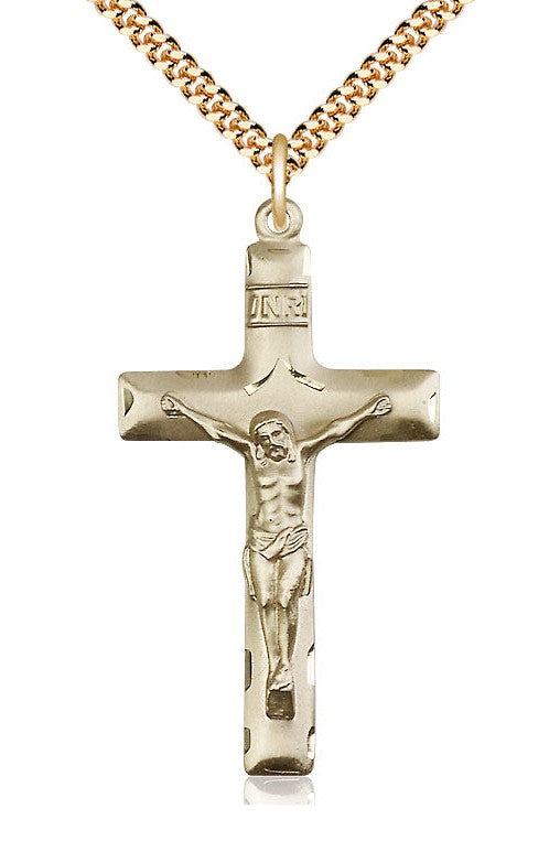 Crucifix Medal - FN0644-Jewelry-Bliss Mfg-Gold Filled-Michigan Church Supply