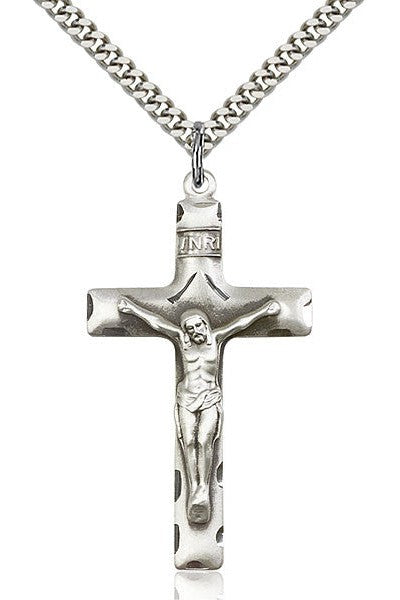 Crucifix Medal - FN0644-Jewelry-Bliss Mfg-Sterling Silver-Michigan Church Supply