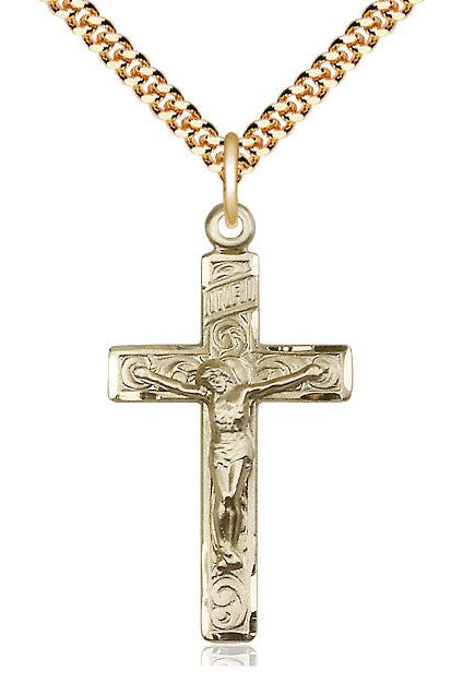 Crucifix Medal - FN0652-Jewelry-Bliss Mfg-Gold Filled-Michigan Church Supply