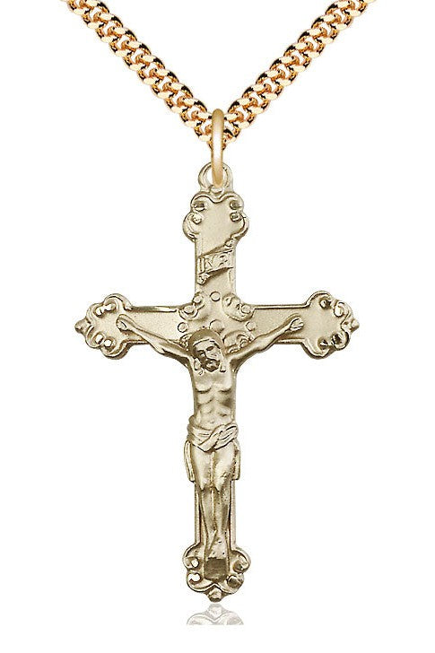 Crucifix Medal - FN0656-Jewelry-Bliss Mfg-Gold Filled-Michigan Church Supply