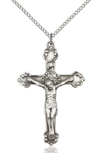 Crucifix Medal - FN0656-Jewelry-Bliss Mfg-Sterling Silver-Michigan Church Supply