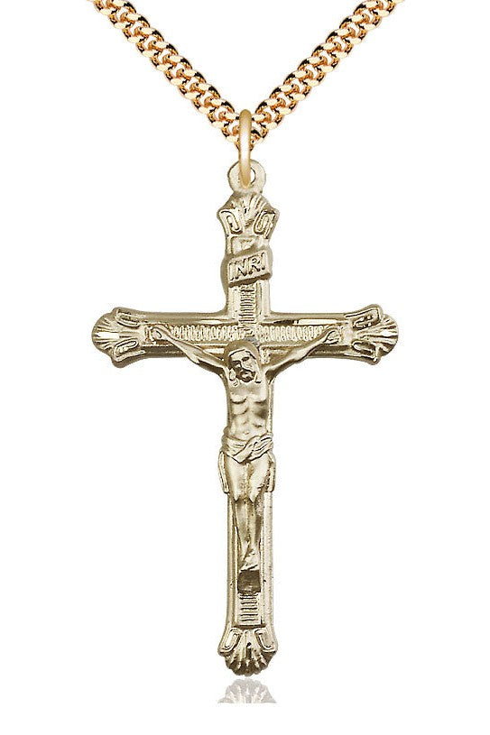 Crucifix Medal - FN0657-Jewelry-Bliss Mfg-Gold Filled-Michigan Church Supply