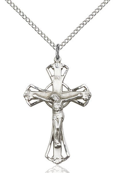 Crucifix Medal - FN0659-Jewelry-Bliss Mfg-Sterling Silver-Michigan Church Supply