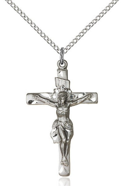 Crucifix Medal - FN0668-Jewelry-Bliss Mfg-Sterling Silver-Michigan Church Supply