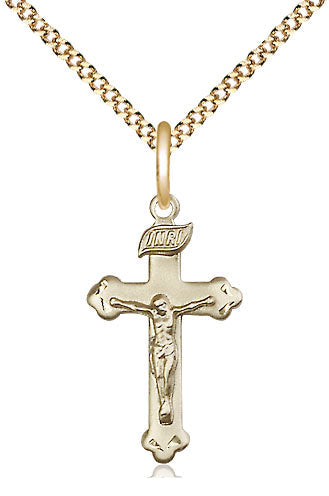 Crucifix Medal - FN0669-Jewelry-Bliss Mfg-Gold Filled-Michigan Church Supply