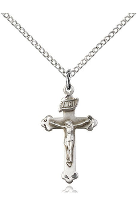 Crucifix Medal - FN0669-Jewelry-Bliss Mfg-Sterling Silver-Michigan Church Supply