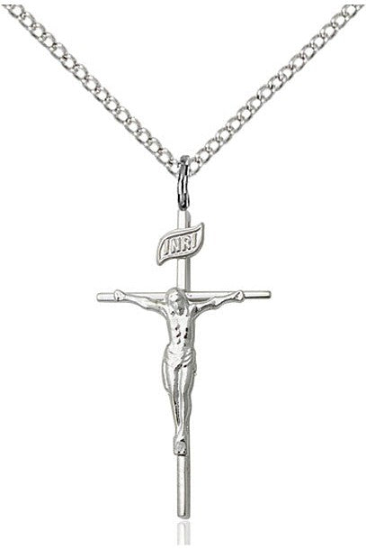 Crucifix Medal - FN1535-Jewelry-Bliss Mfg-Sterling Silver-Michigan Church Supply