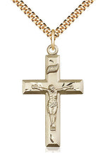 Crucifix Medal - FN2186-Jewelry-Bliss Mfg-Gold Filled-Michigan Church Supply