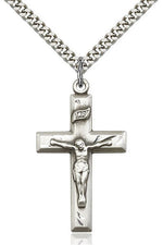 Crucifix Medal - FN2186-Jewelry-Bliss Mfg-Sterling Silver-Michigan Church Supply