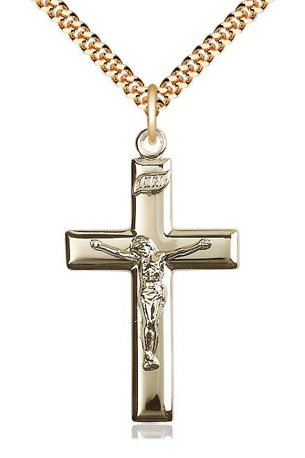 Crucifix Medal - FN2193-Jewelry-Bliss Mfg-Gold Filled-Michigan Church Supply