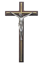 Crucifix with a wood cross and pewter corpus 10.5" - ZWSR76807PG-Inspirational Gifts-Goldscheider of Vienna-Michigan Church Supply