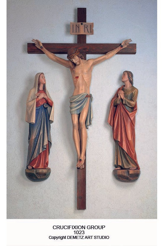 Crucifixion Group - Full Round - HD1023-Church Life-Demetz-Complete Set-36"-Linden Wood-Michigan Church Supply