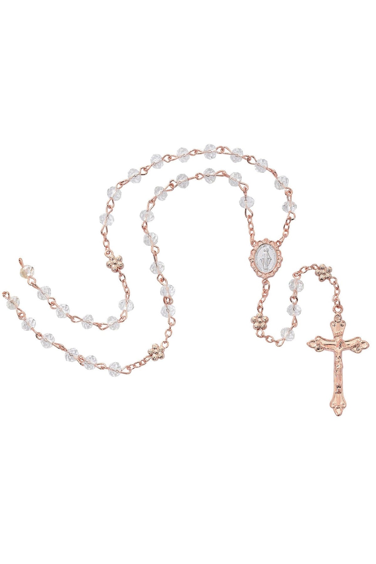 Crystal Rose Gold Rosary - UZR766G-Inspirational Gifts-McVan-Michigan Church Supply