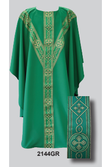 Dalmatic with Italiian banding - SLD2144-Church Life-Beau Veste-Green-Michigan Church Supply