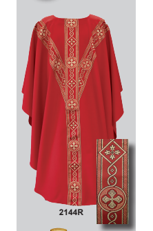 Dalmatic with Italiian banding - SLD2144-Church Life-Beau Veste-Red-Michigan Church Supply