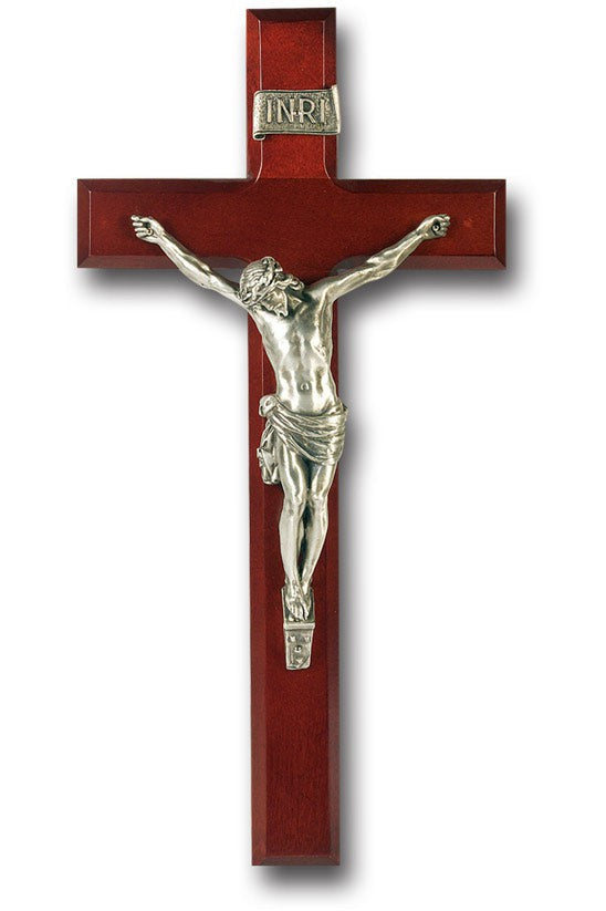 Dark Cherry Cross with Pewter Corpus 12" - TA28P-12R1-Inspirational Gifts-Hirten-Michigan Church Supply