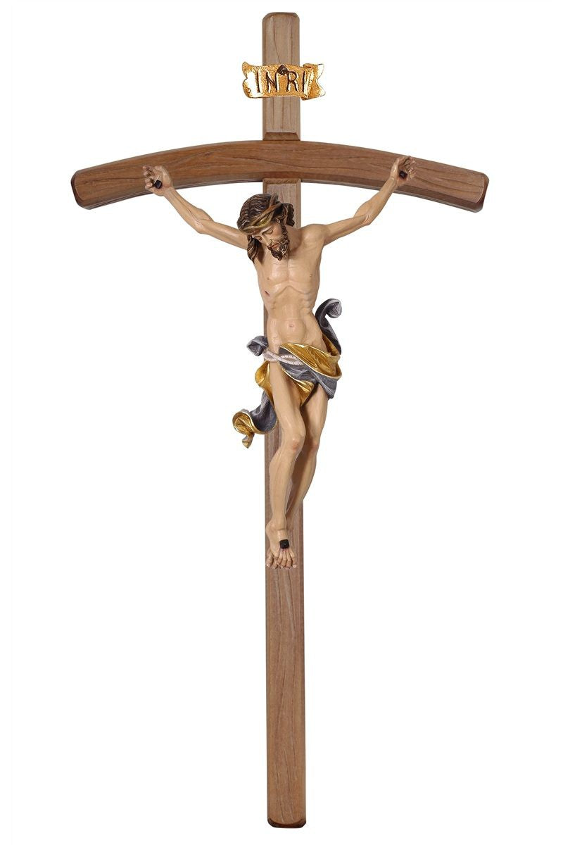 Dark Leonardo Crucifix with Blue Colored Cloth Bent Cross- MX704000DB-Inspirational Gifts,Church Life-Pema-5" - 11"-Michigan Church Supply