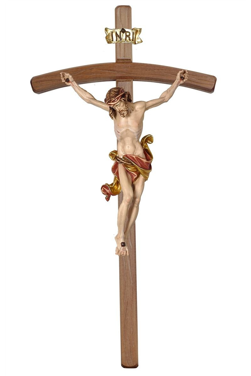 Dark Leonardo Crucifix with Red Colored Cloth Bent Cross- MX704000DR-Inspirational Gifts,Church Life-Pema-5" - 11"-Michigan Church Supply