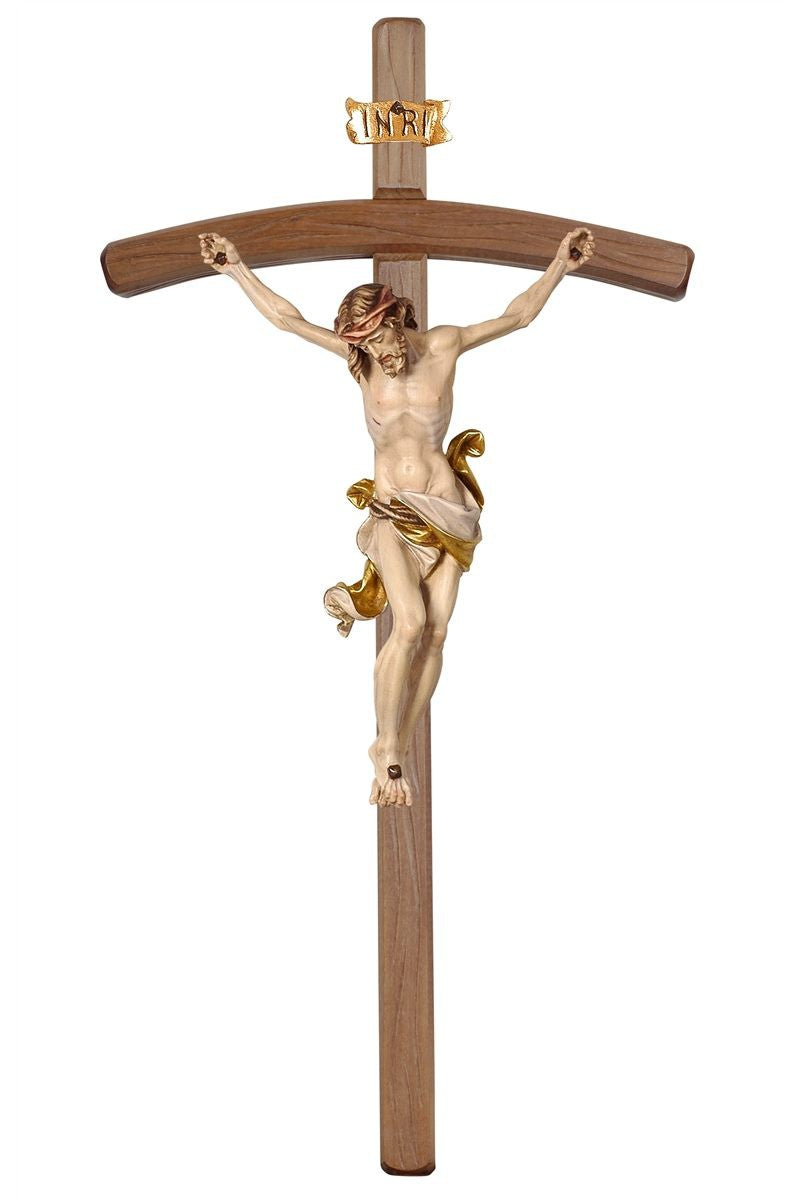 Dark Leonardo Crucifix with White Colored Cloth Bent Cross- MX704000DW-Inspirational Gifts,Church Life-Pema-5" - 11"-Michigan Church Supply