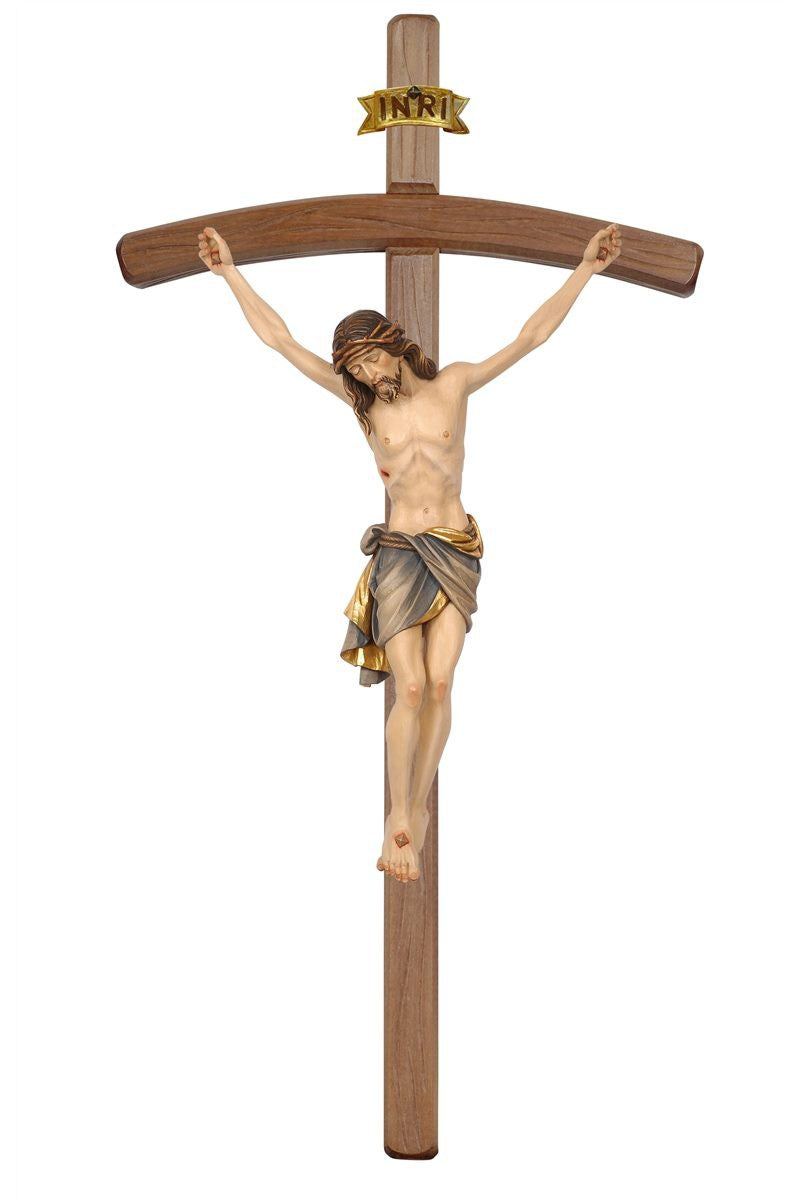 Dark Siena Crucifix with Blue Colored Cloth Bent Cross - MX722000DB-Inspirational Gifts,Church Life-Pema-5" - 11"-Michigan Church Supply