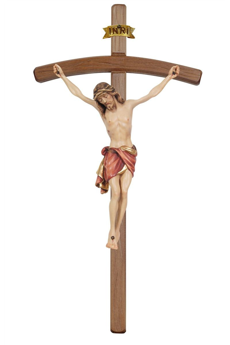 Dark Siena Crucifix with Red Colored Cloth Bent Cross - MX722000DR-Inspirational Gifts,Church Life-Pema-5" - 11"-Michigan Church Supply