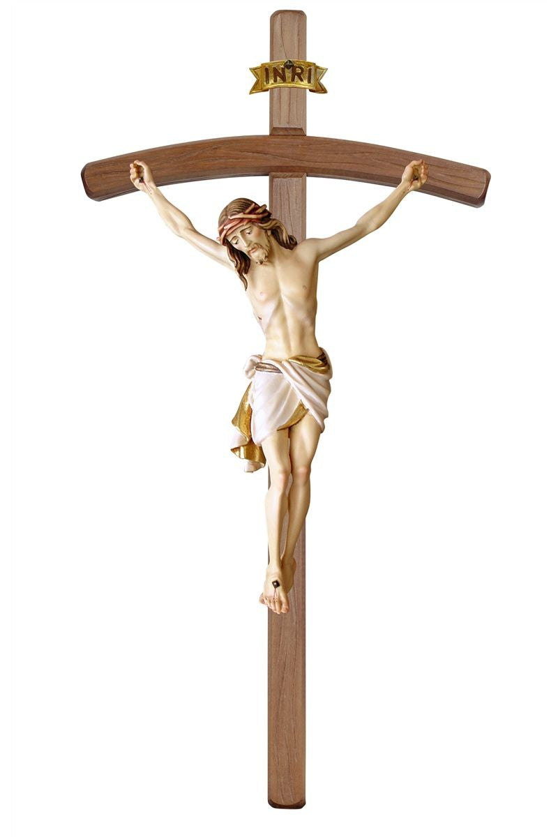 Dark Siena Crucifix with White Colored Cloth Bent Cross - MX722000DW-Inspirational Gifts,Church Life-Pema-5" - 11"-Michigan Church Supply