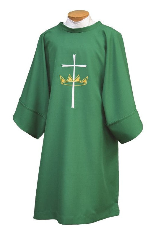 Deacon Dalmatic with Cross & Crown - SL842-Church Life-Beau Veste-Pure White-Michigan Church Supply