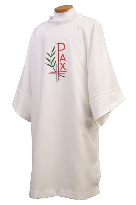 Deacon Dalmatic with Leaf and PAX - SLD868-Church Life-Beau Veste-Pure White-Michigan Church Supply