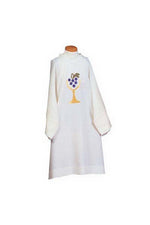 Deacon Dalmatic with chalice & grapes - SLD29-Church Life-Beau Veste-Pure White-Michigan Church Supply