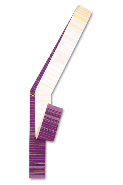 Deacon Stole - White/Purple - WN34-19-Church Life-Art Studio Slabbinck-Michigan Church Supply