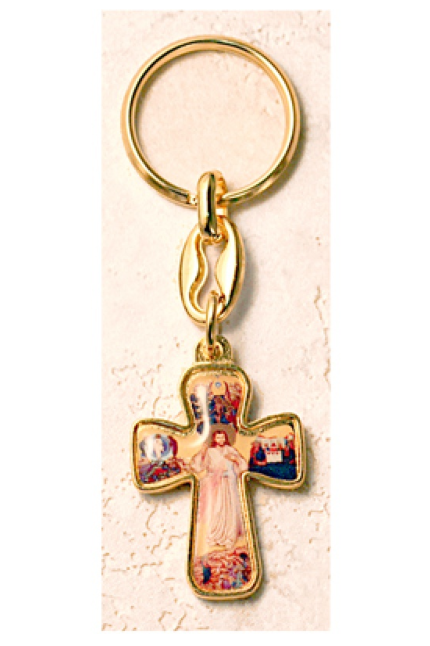 Divine Mercy Key Chain - WSKC141GDM-Inspirational Gifts-San Francis-Michigan Church Supply