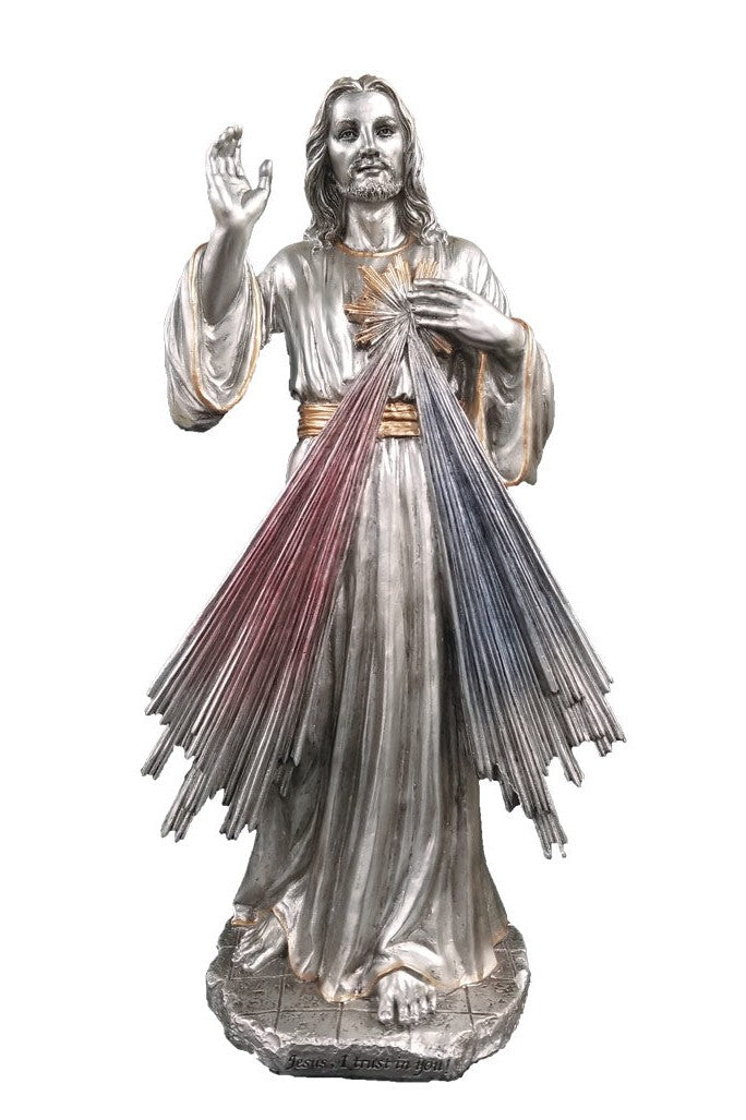 Divine Mercy Pewter-style Figure - ZWSR75020PE-Inspirational Gifts-Goldscheider of Vienna-Michigan Church Supply