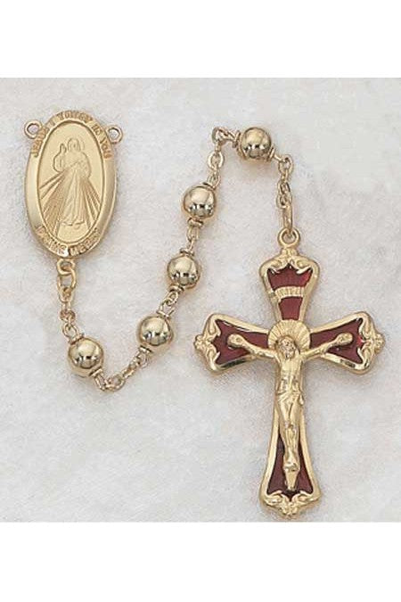 Divine Mercy Rosary Gold Plate - UZ583HF-Inspirational Gifts-McVan-Michigan Church Supply