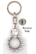 Double Sided Ring Rosary Key Chain - WSKC114PFDS-Inspirational Gifts-San Francis-Michigan Church Supply