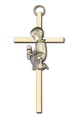 Engravable Communion Boy Cross Gold - FN4430GG-Inspirational Gifts-Bliss Mfg-Yes-Michigan Church Supply