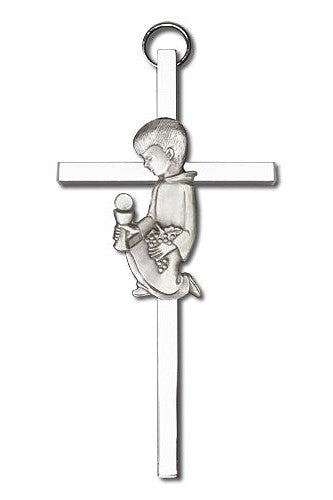 Engravable Communion Boy Cross Silver - FN4430SS-Inspirational Gifts-Bliss Mfg-Yes-Michigan Church Supply