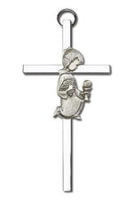 Engravable Communion Girl Cross Silver - FN4420SS-Inspirational Gifts-Bliss Mfg-Yes-Michigan Church Supply